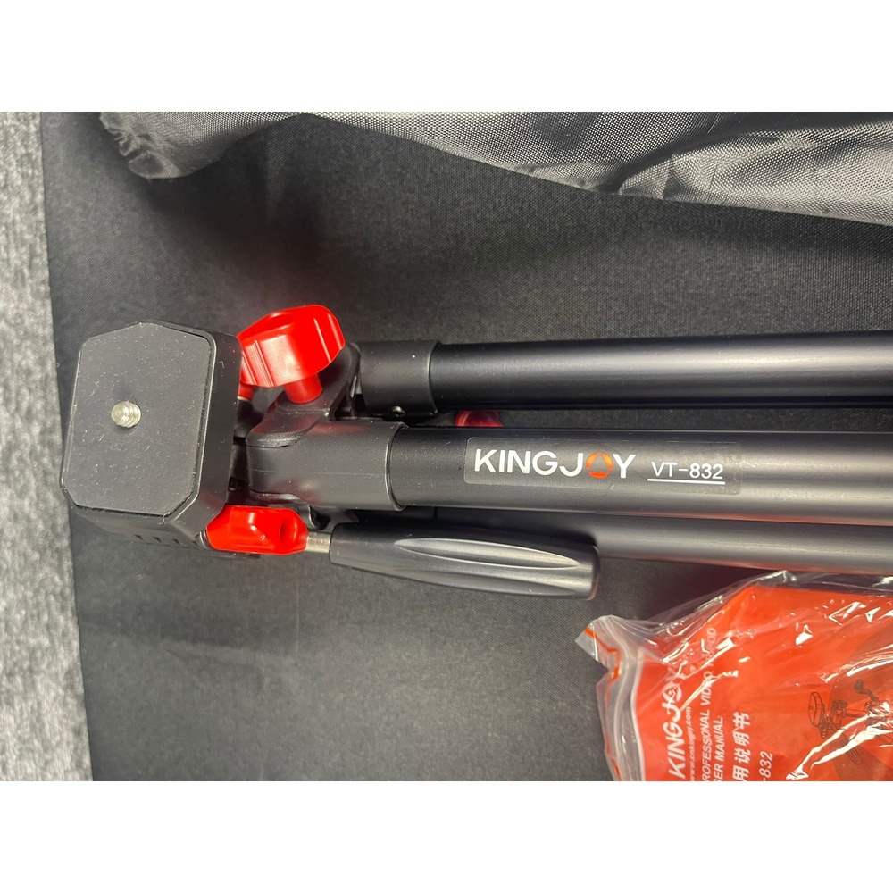 Kingjoy VT-832 Professional Video Tripod Black Red Aluminum with Carrying Bag